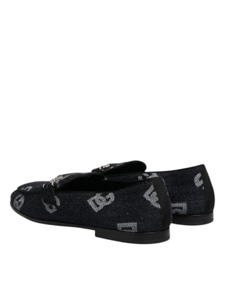 Blue Logo Cotton Loafers Formal Dress Shoes