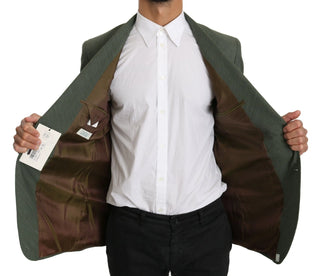Green Linen Blazer One Piece Single Breasted Jacket