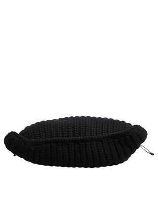 Schwarze Kaschmir Gestrickte Leder Schulter Damen Handtasche