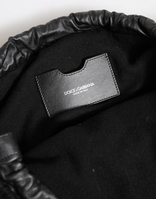 Schwarze Kaschmir Gestrickte Leder Schulter Damen Handtasche