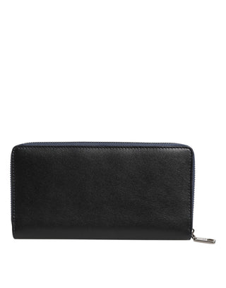 Cartera continental de hombre de cuero exótico negro y azul