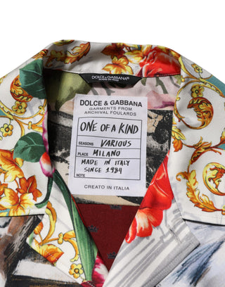 Camisa casual hawaiana multicolor con estampado de conchas