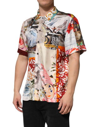 Camisa casual hawaiana multicolor con estampado de conchas