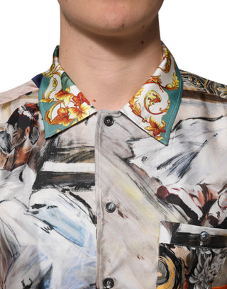 Camisa casual hawaiana multicolor con estampado de conchas