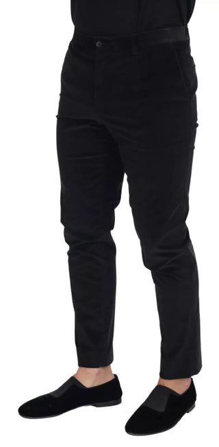 Schwarze Stretch-Baumwoll-Chino-Hose mit schmalem Schnitt