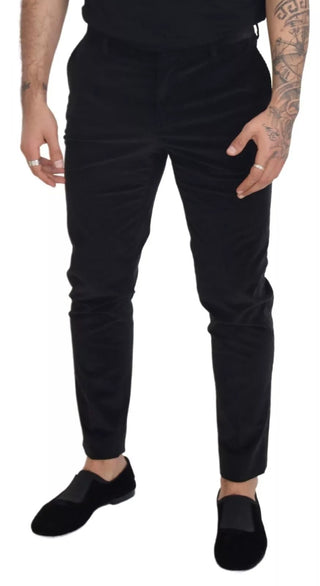 Schwarze Stretch-Baumwoll-Chino-Hose mit schmalem Schnitt
