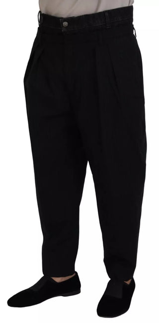 Pantalones vaqueros sueltos de mezclilla de algodón elástico negro