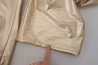 Metallic Gold Polyester Straight Trouser Pants