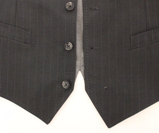 Gray Striped Formal Dress Gilet Vest
