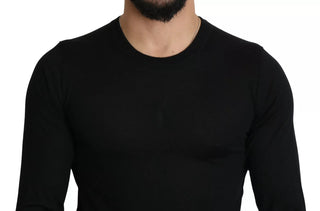 Suéter negro de cachemira con cuello redondo