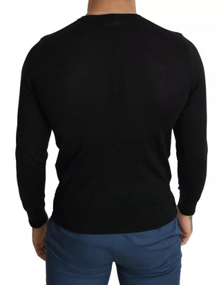 Suéter negro de cachemira con cuello redondo