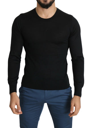 Suéter negro de cachemira con cuello redondo