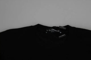 Suéter negro de cachemira con cuello redondo