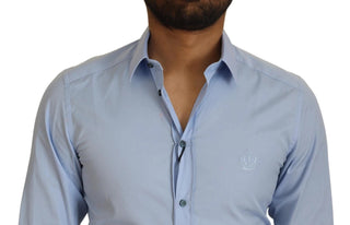 Hellblaues Baumwoll-Slim-Fit-Hemd