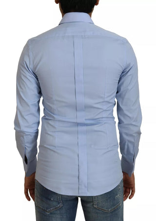 Hellblaues Baumwoll-Slim-Fit-Hemd