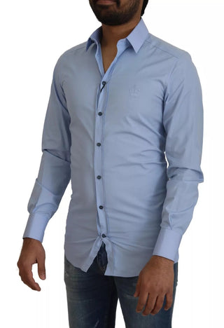 Hellblaues Baumwoll-Slim-Fit-Hemd