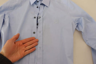Hellblaues Baumwoll-Slim-Fit-Hemd
