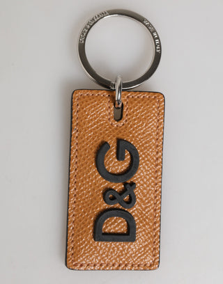 Braunes Leder-Logo-Metallring Schlüsselanhänger Halter Herren Schlüsselring