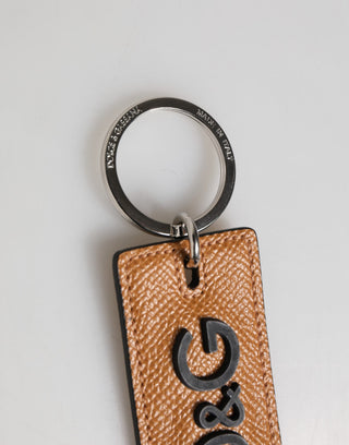 Braunes Leder-Logo-Metallring Schlüsselanhänger Halter Herren Schlüsselring