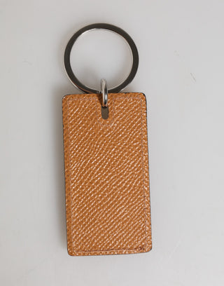 Braunes Leder-Logo-Metallring Schlüsselanhänger Halter Herren Schlüsselring