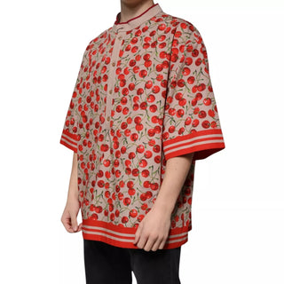 Camisa casual beige de nylon con botones