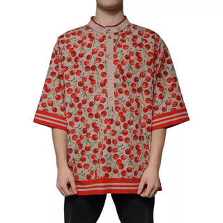 Camisa casual beige de nylon con botones