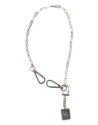 Collar para hombre con colgante de logo DG y cadena metálica tono plata