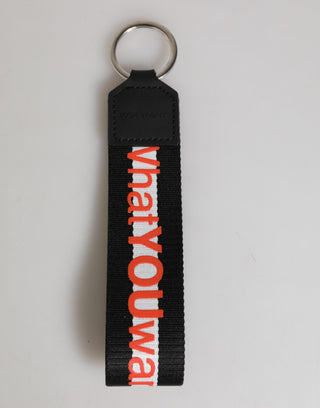 Schwarz Rot Logo Polyester Messing Halter Schlüsselanhänger