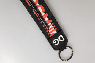 Schwarz Rot Logo Polyester Messing Halter Schlüsselanhänger