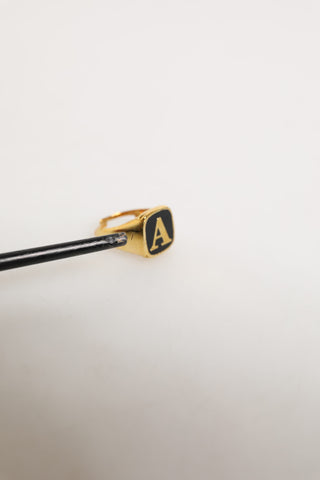 Anillo ajustable de latón tono dorado con letras JAZZ, set de 4 piezas