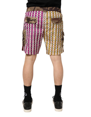 Mehrfarbige Badeshorts mit Spielkarten-Camouflage-Muster