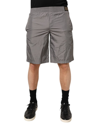 Pantalones cortos de playa con cinturilla elástica de nylon gris claro