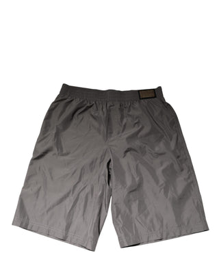 Pantalones cortos de playa con cinturilla elástica de nylon gris claro