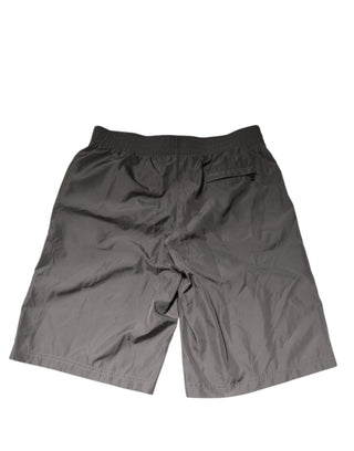 Pantalones cortos de playa con cinturilla elástica de nylon gris claro