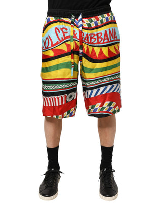 Pantalones cortos de playa con estampado de carreto siciliano multicolor