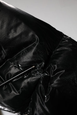 Black Logo Full Zip Hooded Quilted Jacket