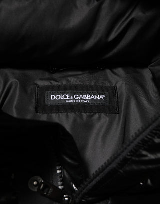Black Logo Full Zip Hooded Quilted Jacket