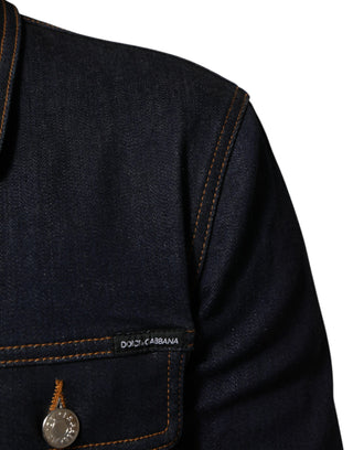 Indigo Blue Denim Slim Fit Jeansjacke mit Logo-Patch