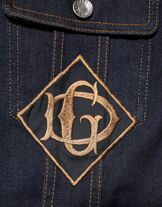 Indigo Blue Denim Slim Fit Jeansjacke mit Logo-Patch