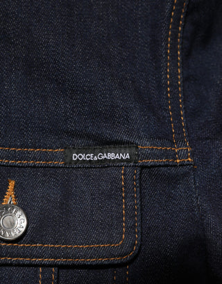Indigo Blue Denim Slim Fit Logo Patch Jacket