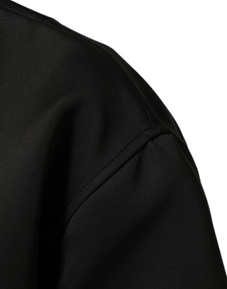Chaqueta bomber negra de poliéster con placa de logo