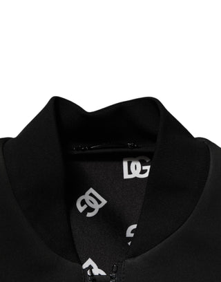 Chaqueta bomber negra de poliéster con placa de logo