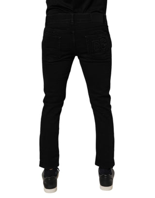 Pantalones vaqueros ajustados para hombre de algodón negro