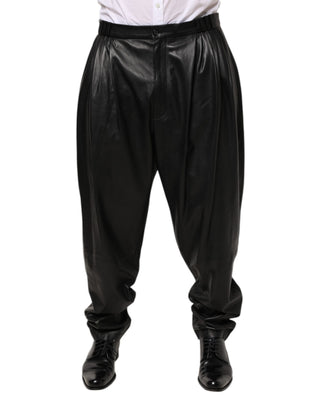 Schwarze Lammnappa Lederhose Herren