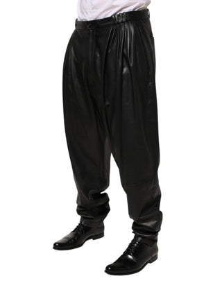 Schwarze Lammnappa Lederhose Herren