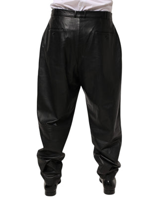 Schwarze Lammnappa Lederhose Herren