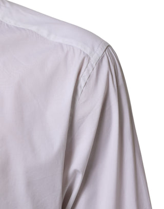 Camisa formal de vestir blanca de algodón con manga larga y detalles dorados  