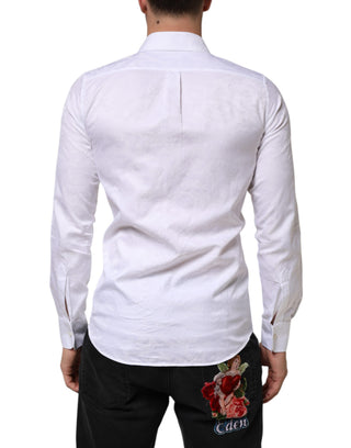 Weißes Baumwollhemd mit MARTINI Paisley Jacquardmuster