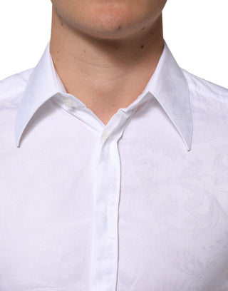 Weißes Baumwollhemd mit MARTINI Paisley Jacquardmuster