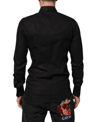 Schwarzes Baumwoll-Stern-Pailletten-Kleid Formelles Herrenhemd
